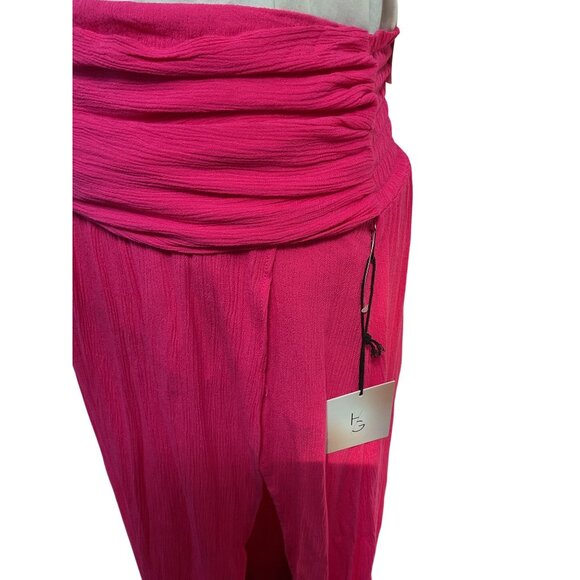 Happily Grey Fuschia Crinkled Maxi Skirt With High Slit & Smocked Waistband - Picture 2 of 5